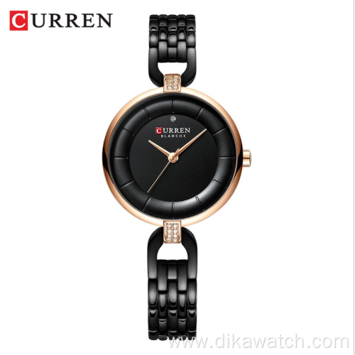 Curren Women's Watch Luxury Brand Fashion Stainless Steel Wristwatches Ladies Black Female Clock 2020